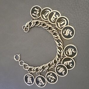 "Kansas State" Gold Toned Link Chain Charm Bracelet